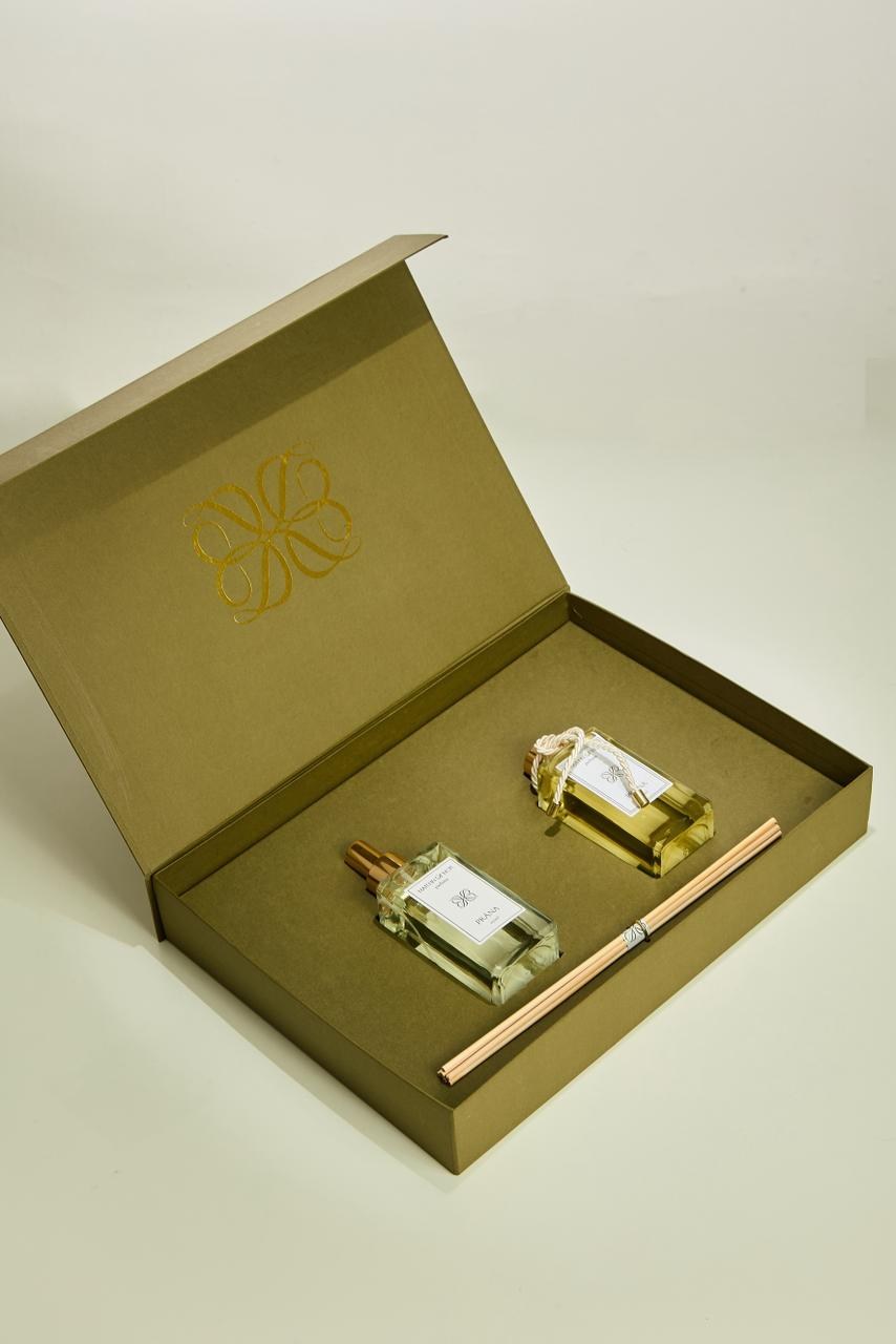 Kit de perfumaria Martin D'mor em caixa verde-oliva